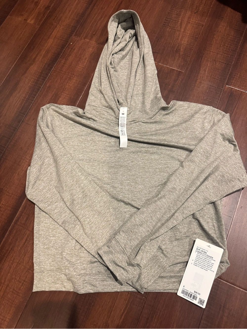 Lululemon NWT soft jersey classic-fit hoodie in Heather Gray size 6